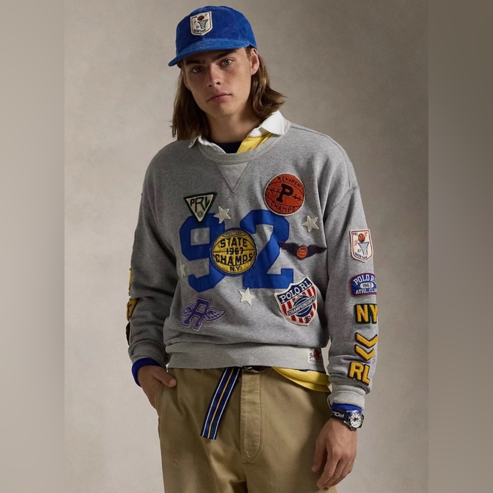 Polo Ralph Lauren Multi Patch ‘92’ VARSITY BASKETBALL Crewneck Sweatshirt